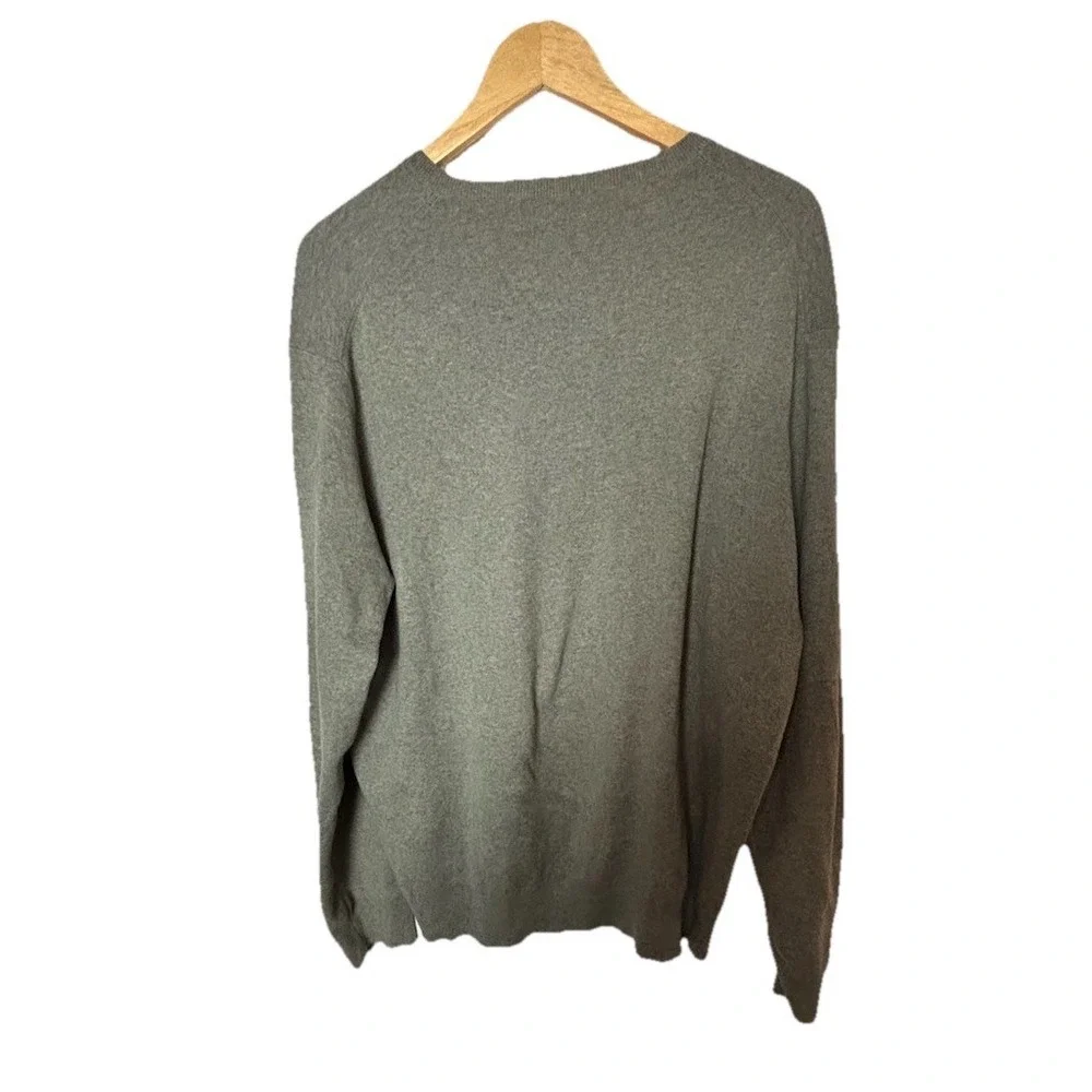 Polo Ralph‎ Lauren V Neck Sweater Men's Size XL Gray Pima Cotton Green Pony EUC